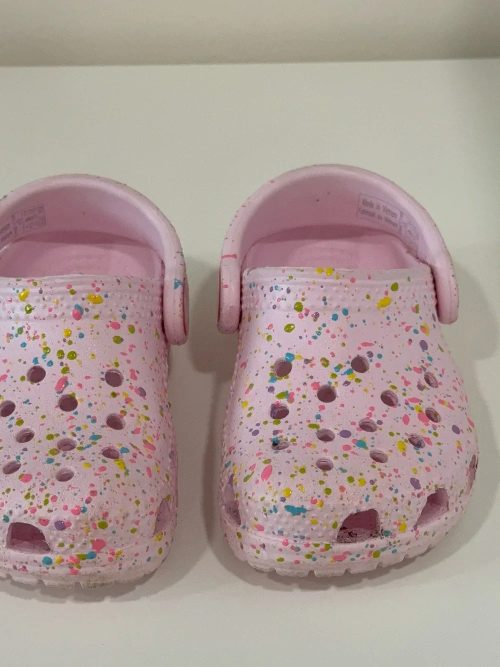 Kids Pink Confetti Crocs Shoes